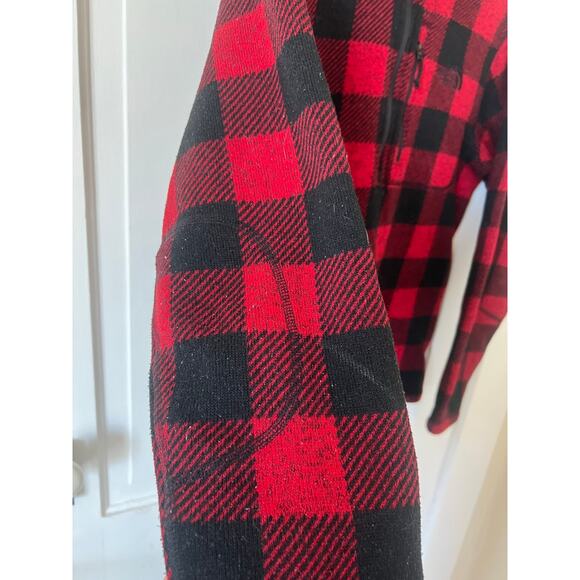The north face men’s medium red and black plaid fleece tartan pullover 1/4 zip - Picture 2 of 8